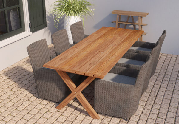 Tuintafel Rustiek teak 350cm