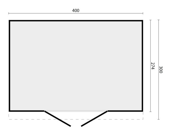 DHZ verblijf Enter 400x300 incl. dubbele deur en horizontale wanden zwart geïmpregneerd