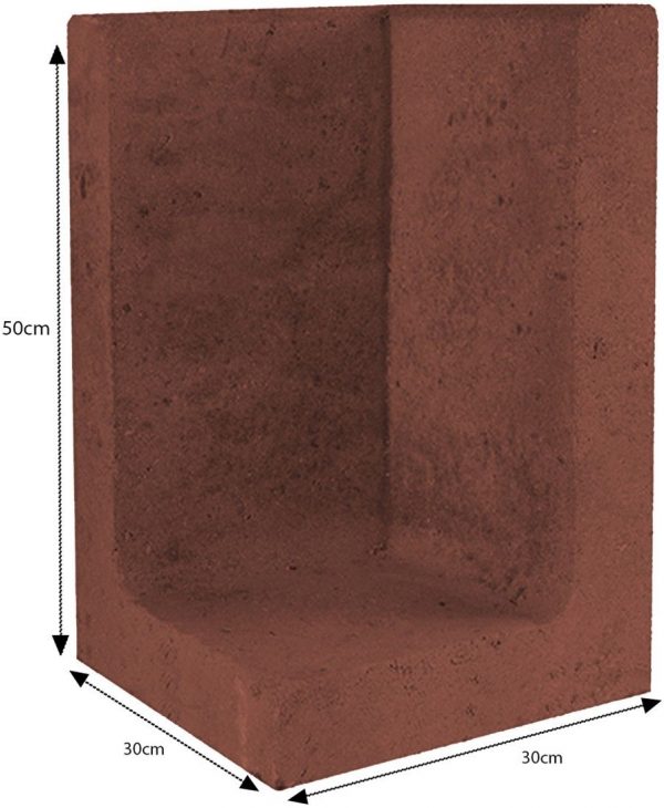 L-Element Hoek 30x30x50cm corten-bruin