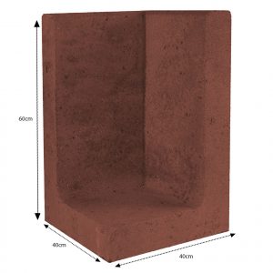 L-Element Hoek 40x40x60cm corten-bruin